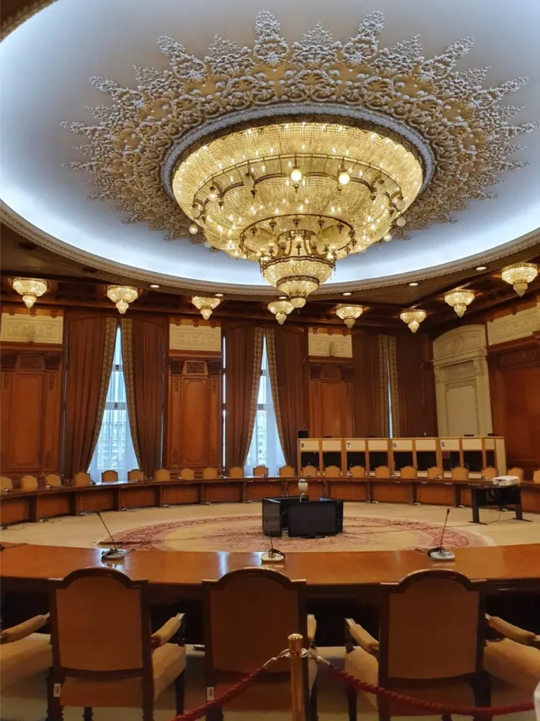 Architectural details inside Palace of the Parliament Bucharest