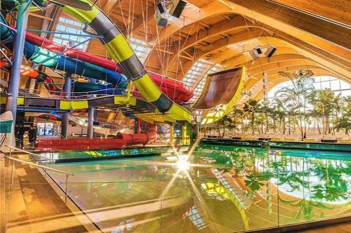 Therme Bucharest Galaxy water slides area