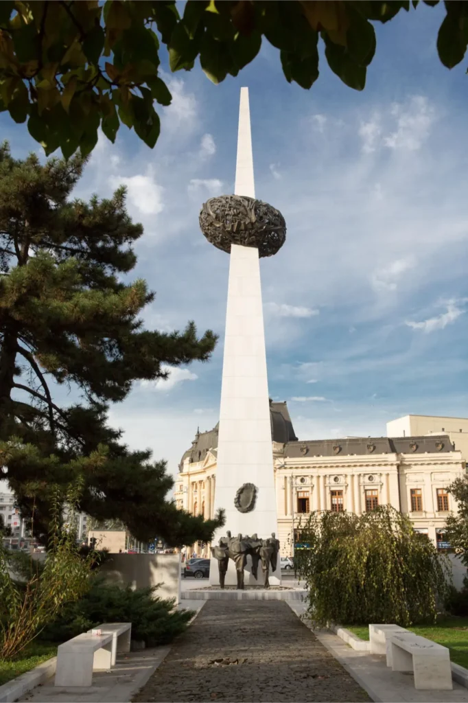 Revolution Square Bucharest wide view Memorial of Rebirth