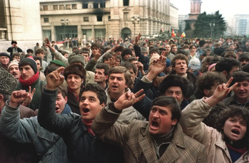 Romanian Revolution 1989 Bucharest protests square