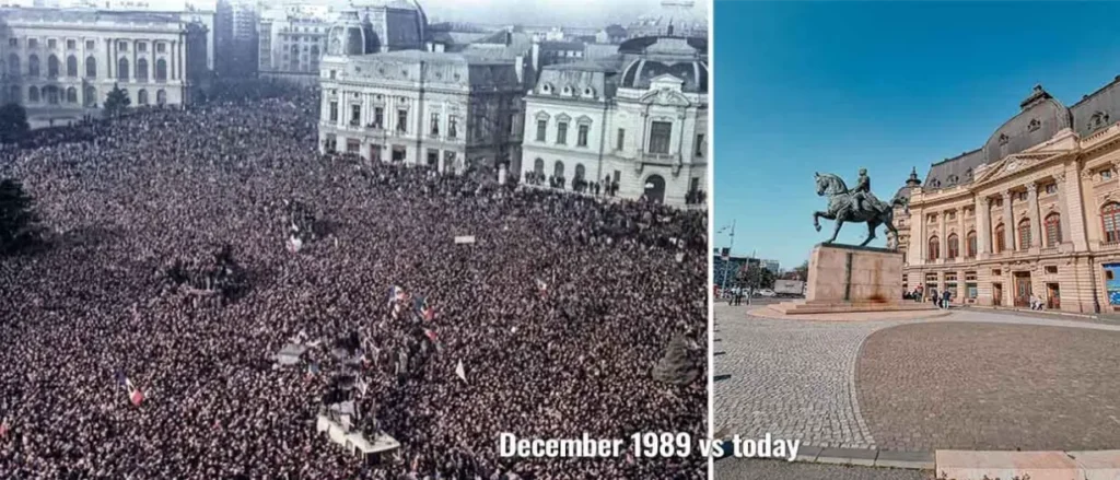 Romanian Revolution 1989 Bucharest protests square